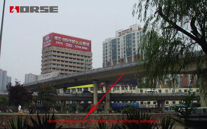reinforcement with CFRP fabric and anchoring adhesive reinforcement with CFRP fabric and anchoring adhesive