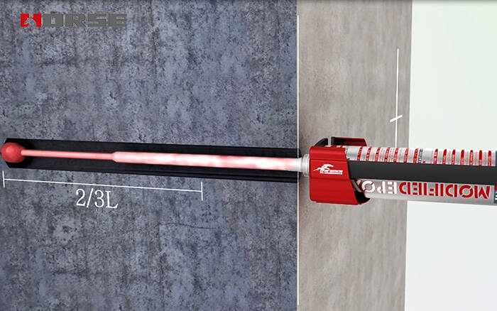Inject the chemical anchoring adhesive Inject the chemical anchoring adhesive